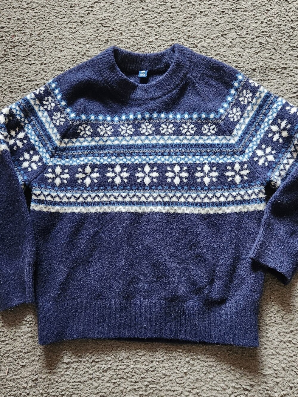 UNIQLO Kids Sweater Size 5 Blue Fair Isle Cotton Blend